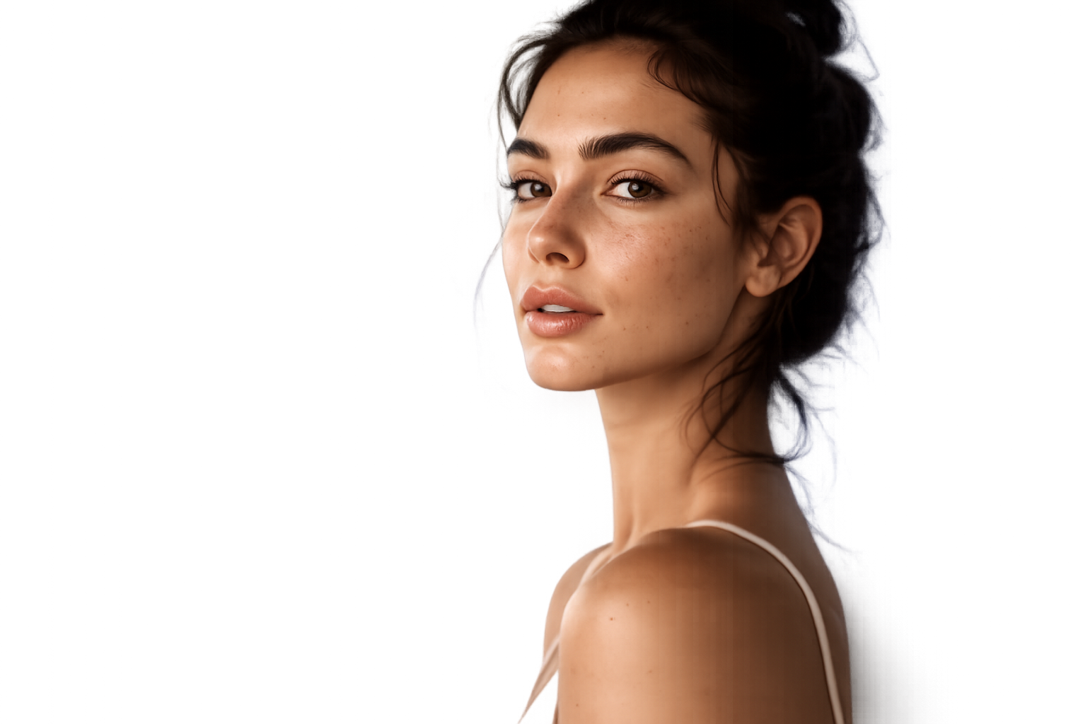 A client with healthy, natural, glowing skin